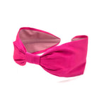 Silk Dupioni Headband – Wide Flat Knot Style in Pink Fuchsia