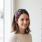 Embroidered Polka Dots Floral Headband