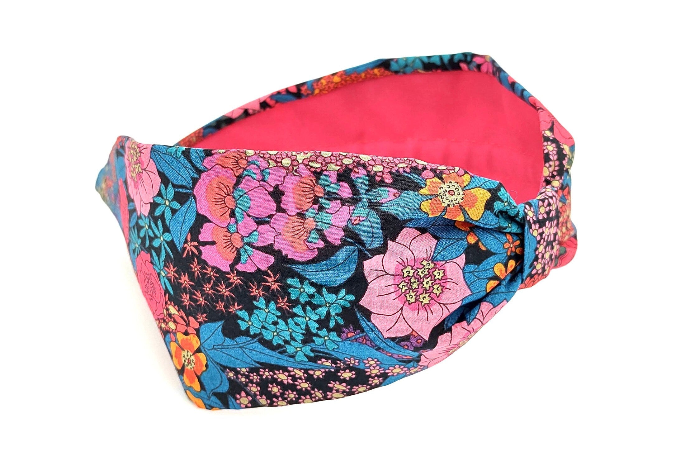 Liberty London Fabric Headband, Boho Headband, Modern Headband, Wide Style Headband, Floral Headband, Handcrafted Headband, Magenta