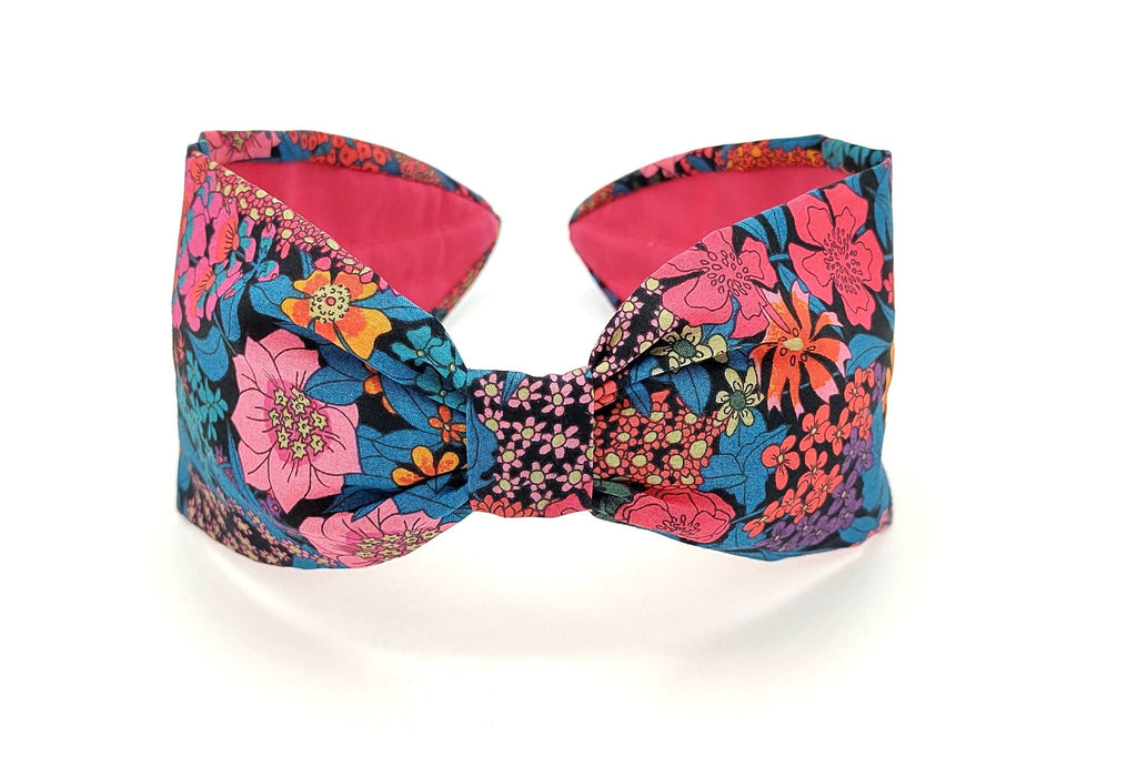 Liberty London Fabric Headband, Boho Headband, Modern Headband, Wide Style Headband, Floral Headband, Handcrafted Headband, Magenta