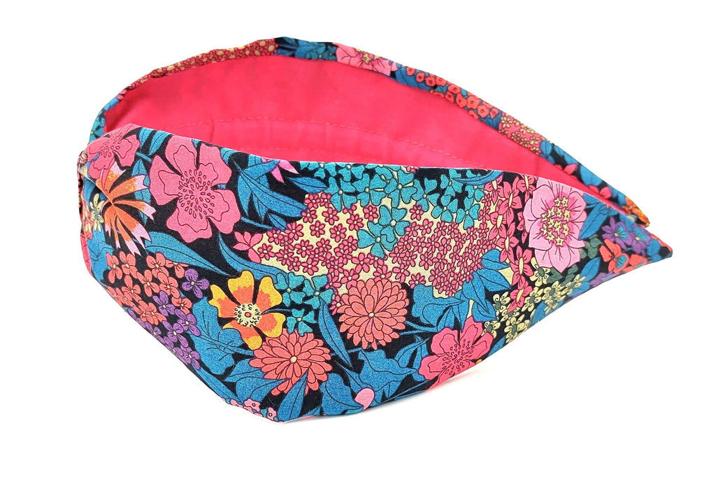 Liberty London Fabric Headband, Boho Headband, Modern Headband, Wide Style Headband, Floral Headband, Handcrafted Headband, Magenta