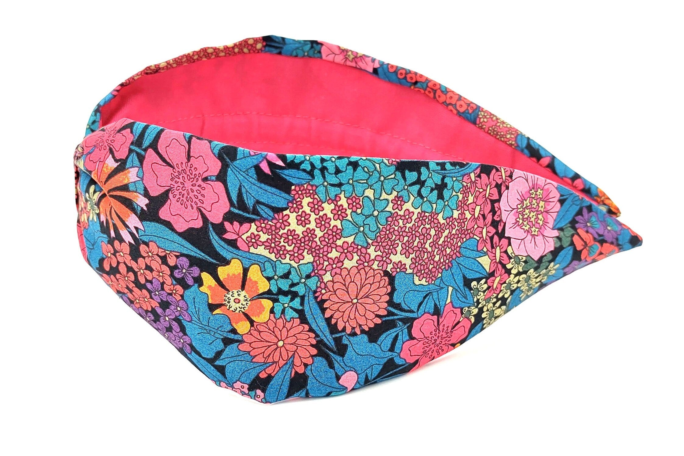 Liberty London Fabric Headband, Boho Headband, Modern Headband, Wide Style Headband, Floral Headband, Handcrafted Headband, Magenta