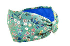 Liberty London Fabric Headband, Boho Headband, Wide Style Modern Headband, Floral Headband, Handcrafted Headband,  Teal Turquoise Green