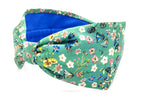 Liberty London Fabric Headband, Boho Headband, Wide Style Modern Headband, Floral Headband, Handcrafted Headband,  Teal Turquoise Green
