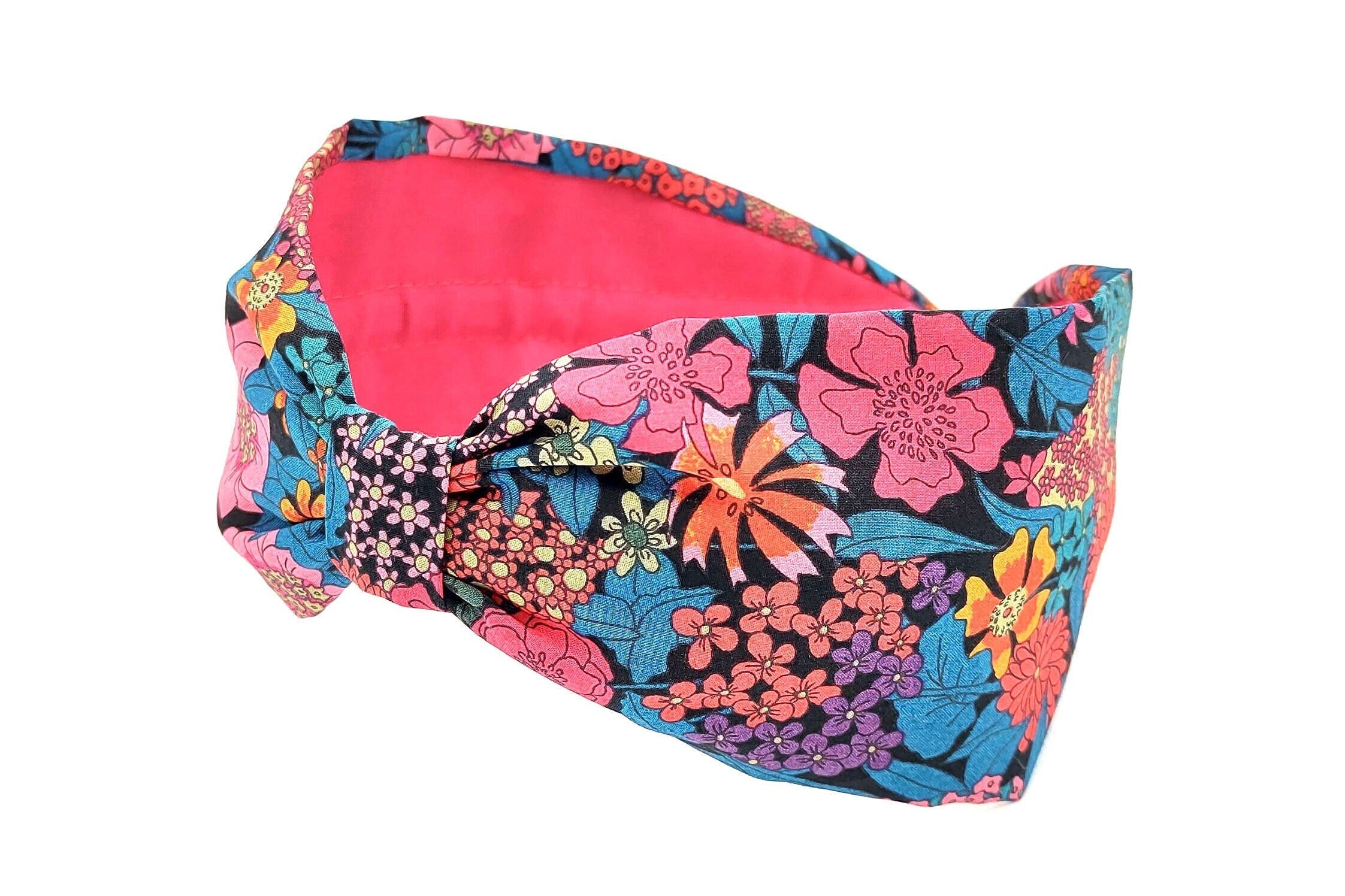 Liberty London Fabric Headband, Boho Headband, Modern Headband, Wide Style Headband, Floral Headband, Handcrafted Headband, Magenta