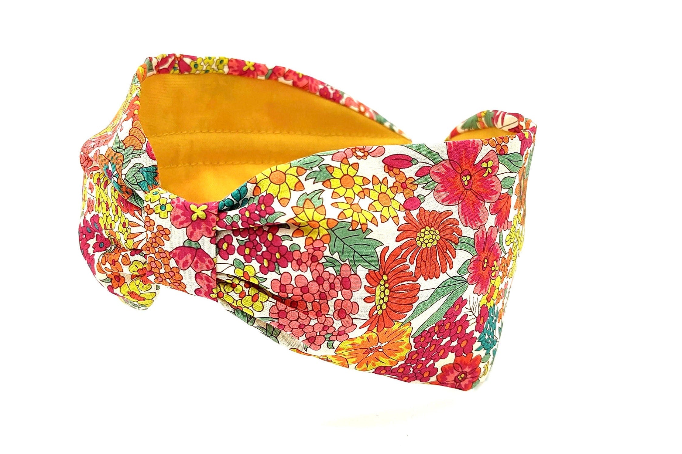 Liberty London Fabric Headband, Boho Headband, Modern Headband, Wide Style Headband, Floral Headband, Handcrafted Headband, Magenta