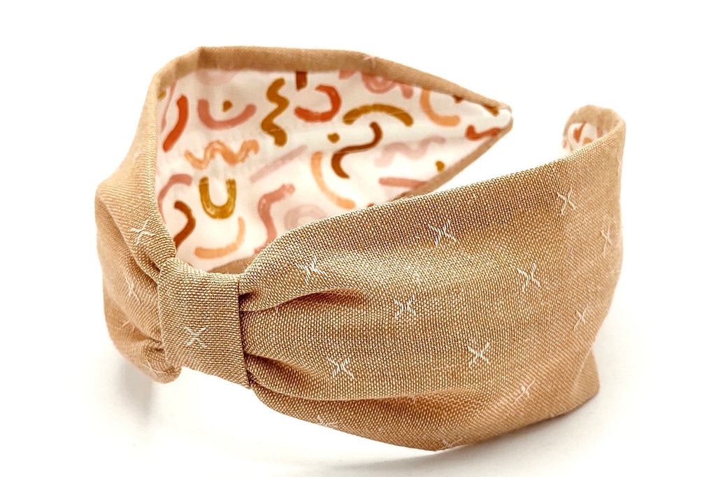 Headband, Handcrafted Headband, Modern Headband, Diadema, Diadem, Bohemian, Wide Style, Woven Cotton, Light Peach