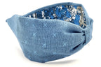 Headband, Handcrafted Headband, Modern Headband, Diadema, Diadem, Bohemian, Wide Style, Woven Cotton, Medium Denim Blue