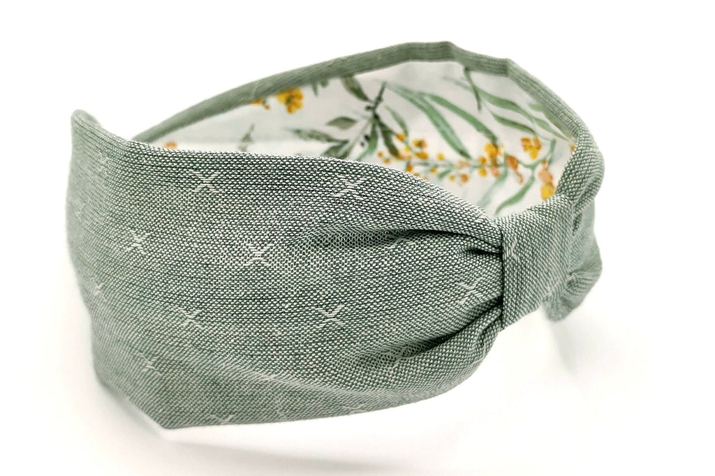 Headband, Handcrafted Headband, Modern Headband, Diadema, Diadem, Bohemian, Wide Style, Woven Cotton, Light Green