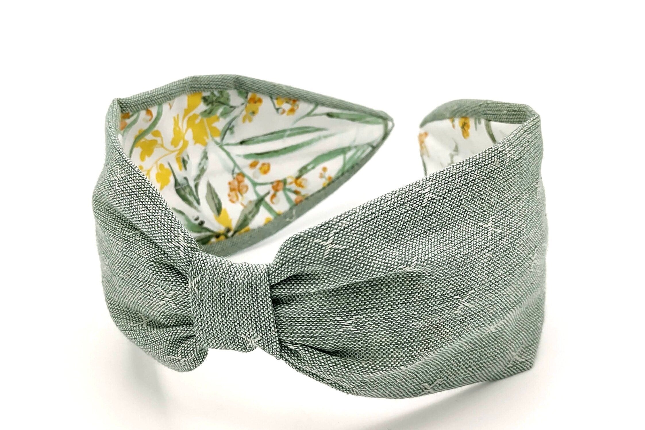 Headband, Handcrafted Headband, Modern Headband, Diadema, Diadem, Bohemian, Wide Style, Woven Cotton, Light Green