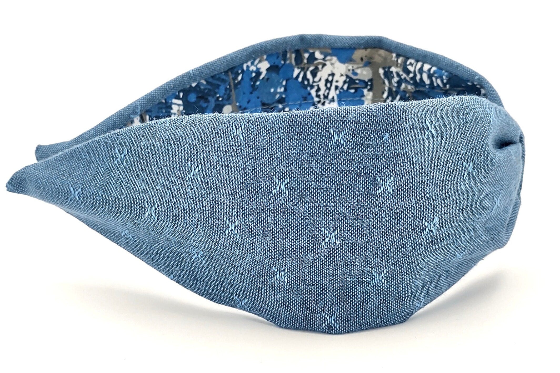 Headband, Handcrafted Headband, Modern Headband, Diadema, Diadem, Bohemian, Wide Style, Woven Cotton, Medium Denim Blue