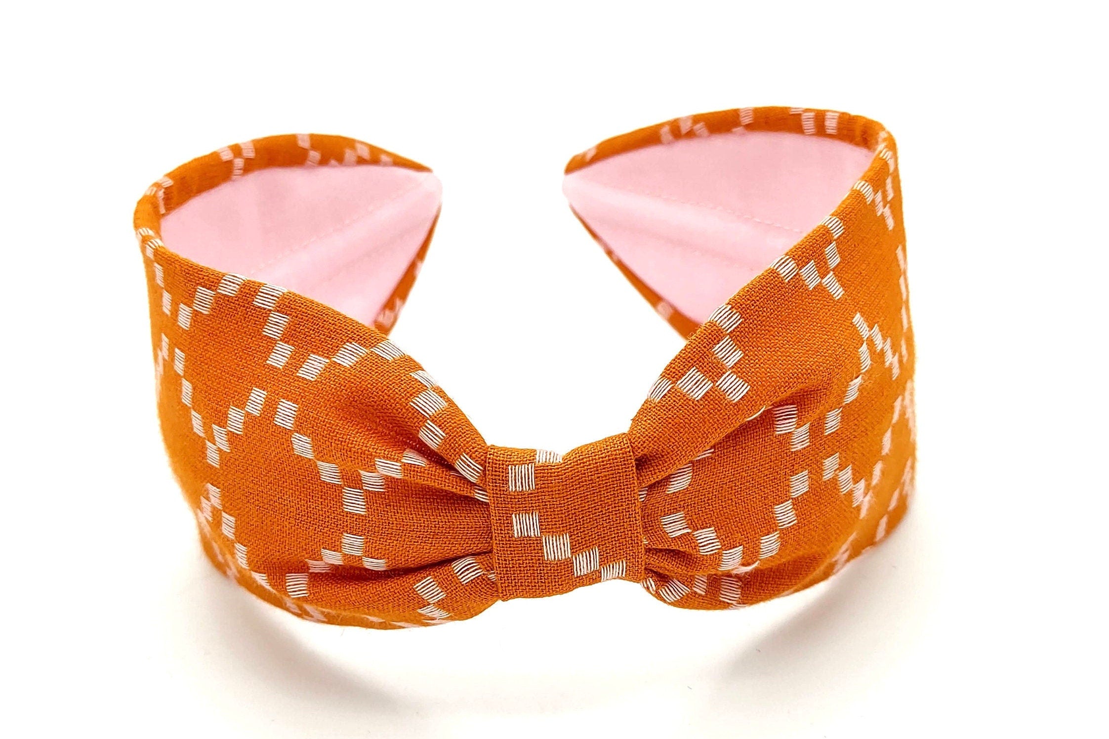 Headband, Handcrafted Headband, Modern Headband, Diadema, Diadem, Bohemian, Wide Style, Woven Cotton, Orange, Spring Headband