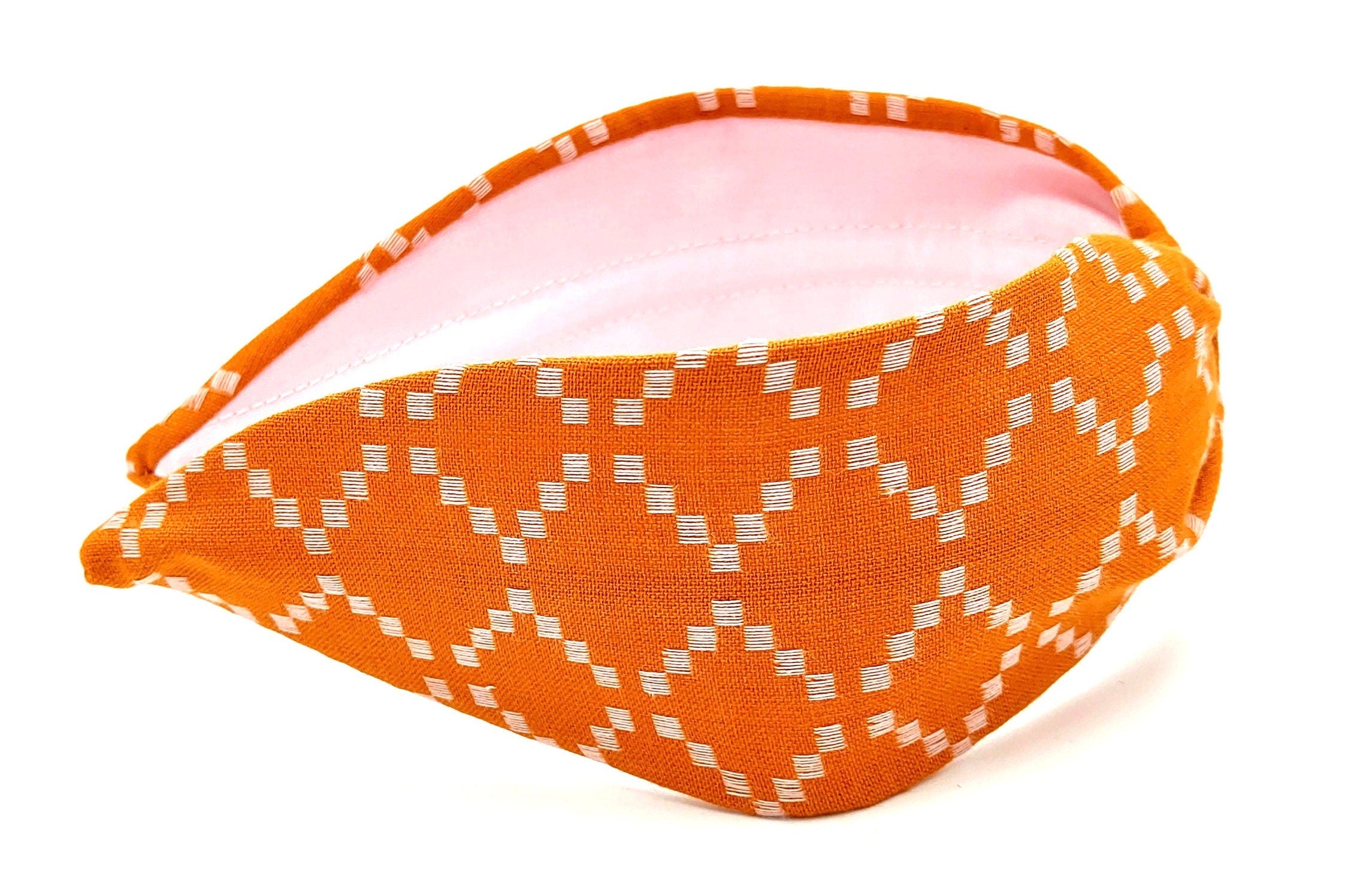 Headband, Handcrafted Headband, Modern Headband, Diadema, Diadem, Bohemian, Wide Style, Woven Cotton, Orange, Spring Headband
