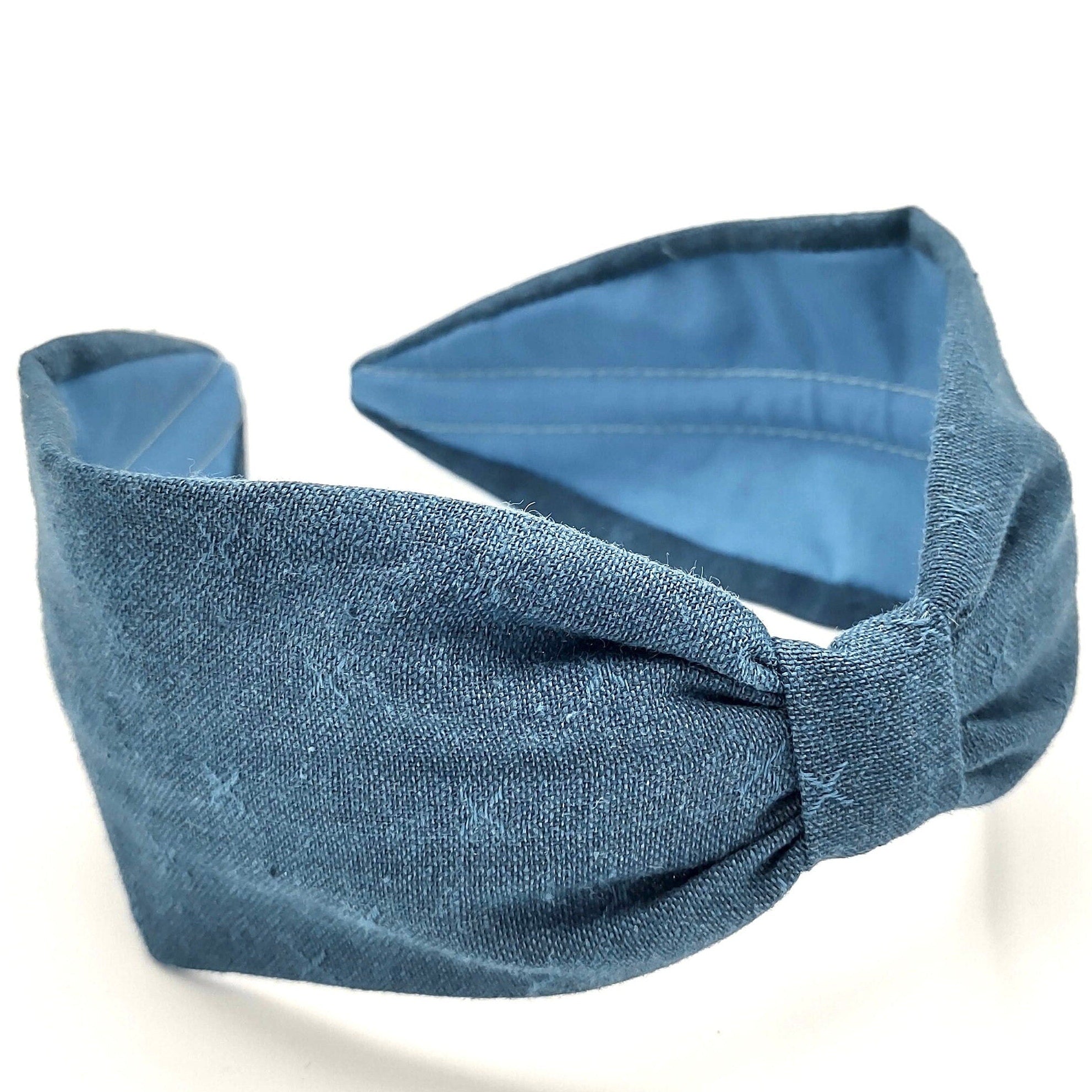 Headband, Handcrafted Headband, Modern Headband, Diadema, Diadem, Bohemian, Wide Style, Woven Cotton, Blue Denim, Spring Headband