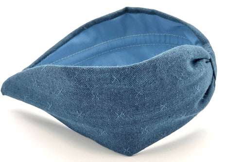 Headband, Handcrafted Headband, Modern Headband, Diadema, Diadem, Bohemian, Wide Style, Woven Cotton, Blue Denim, Spring Headband