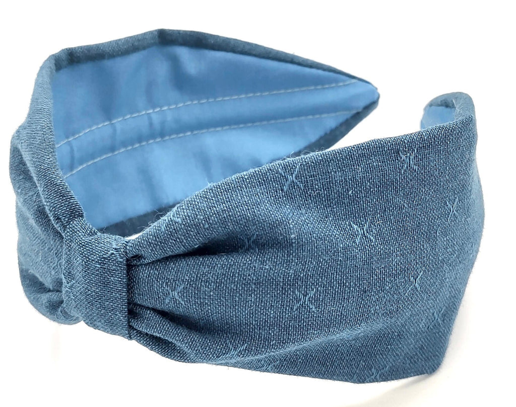 Headband, Handcrafted Headband, Modern Headband, Diadema, Diadem, Bohemian, Wide Style, Woven Cotton, Blue Denim, Spring Headband