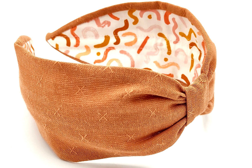 Headband, Handcrafted Headband, Modern Headband, Diadema, Diadem, Bohemian, Wide Style, Woven Cotton, Peach, Spring Headband