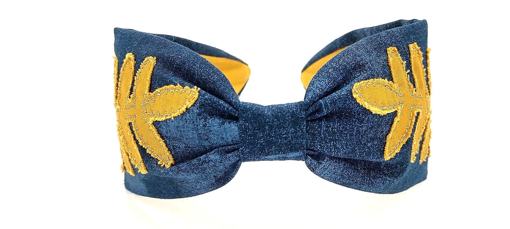 Embroidered Headband, Floral Headband, Embroider Headband, Leave Headband, Boho Headband, Wide Headband, Blue Embroidered Headband