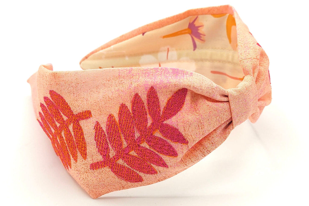Headband, Embroidered Headband, Embroidered Pink Headband, Modern Headband, Boho Headband, Pink