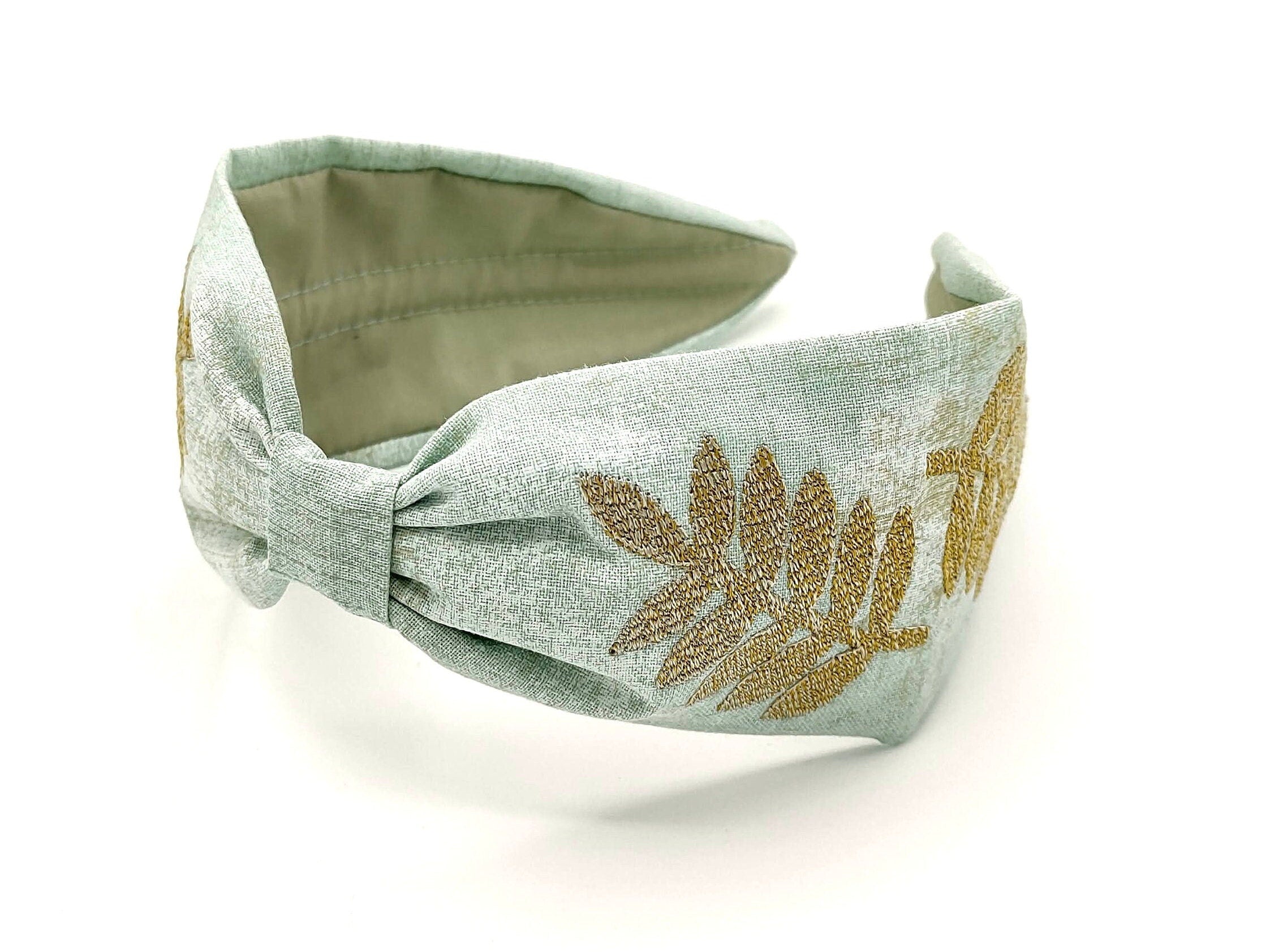 Headband, Embroidered Headband, Embroidered Green Headband, Modern Headband, Boho Headband, Green