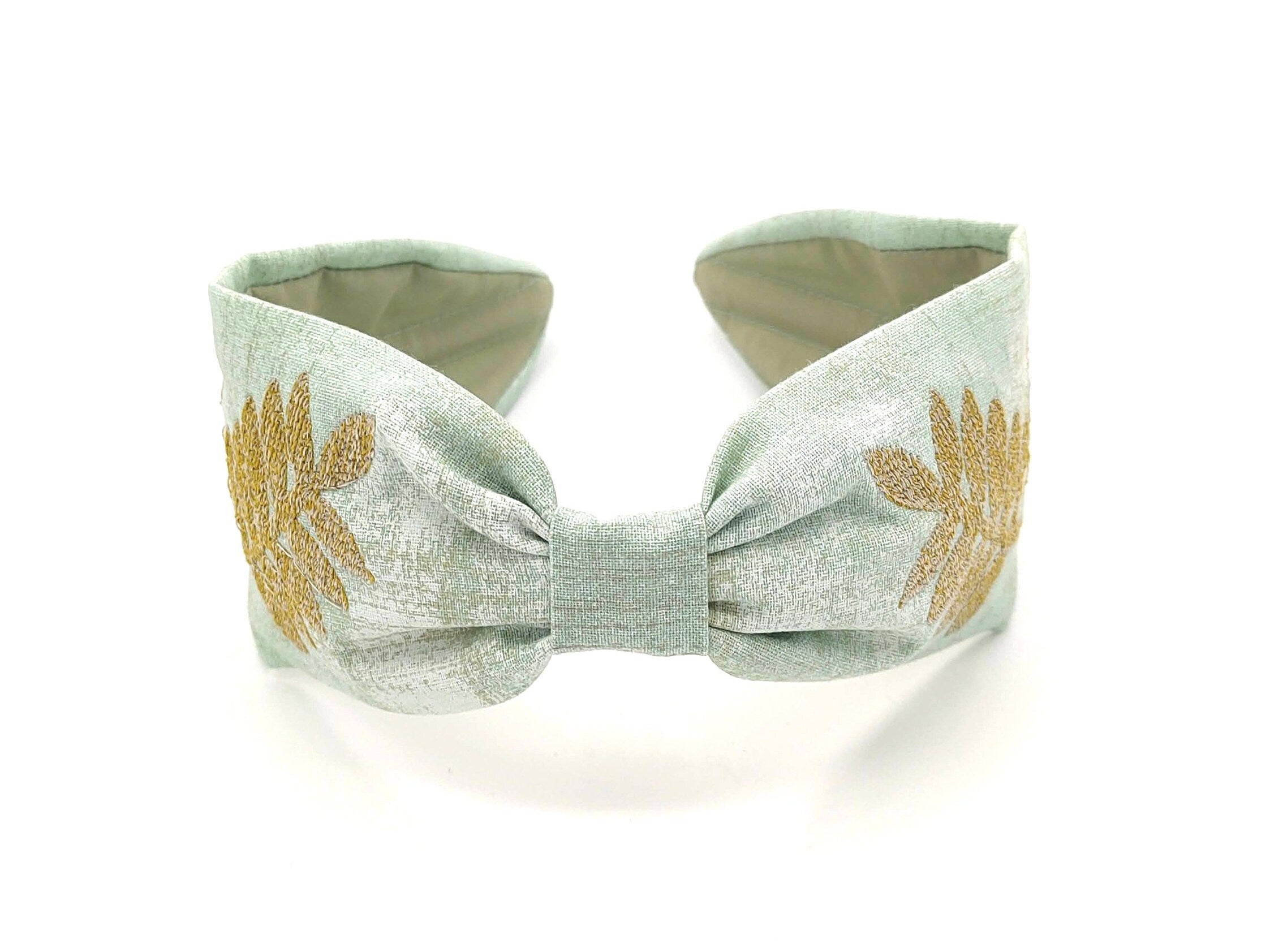 Headband, Embroidered Headband, Embroidered Green Headband, Modern Headband, Boho Headband, Green