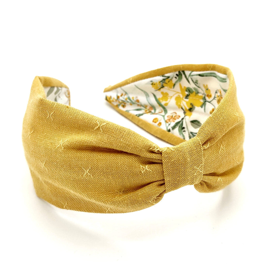 Headband, Handcrafted Headband, Modern Headband, Diadema, Diadem, Bohemian, Wide Style, Woven Cotton, Yellow