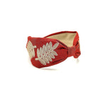 Headband, Embroidered Headband, Embroidered Red Headband, Modern Headband, Boho Headband, Red Headband, Luxury Headband, Wedding Headband