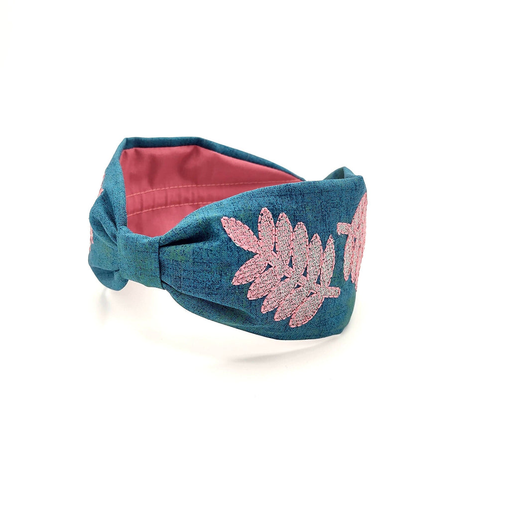 Headband, Embroidered Headband, Embroidered Red Headband, Modern Headband, Boho Headband, Aqua Headband, Luxury Headband, Party Headband