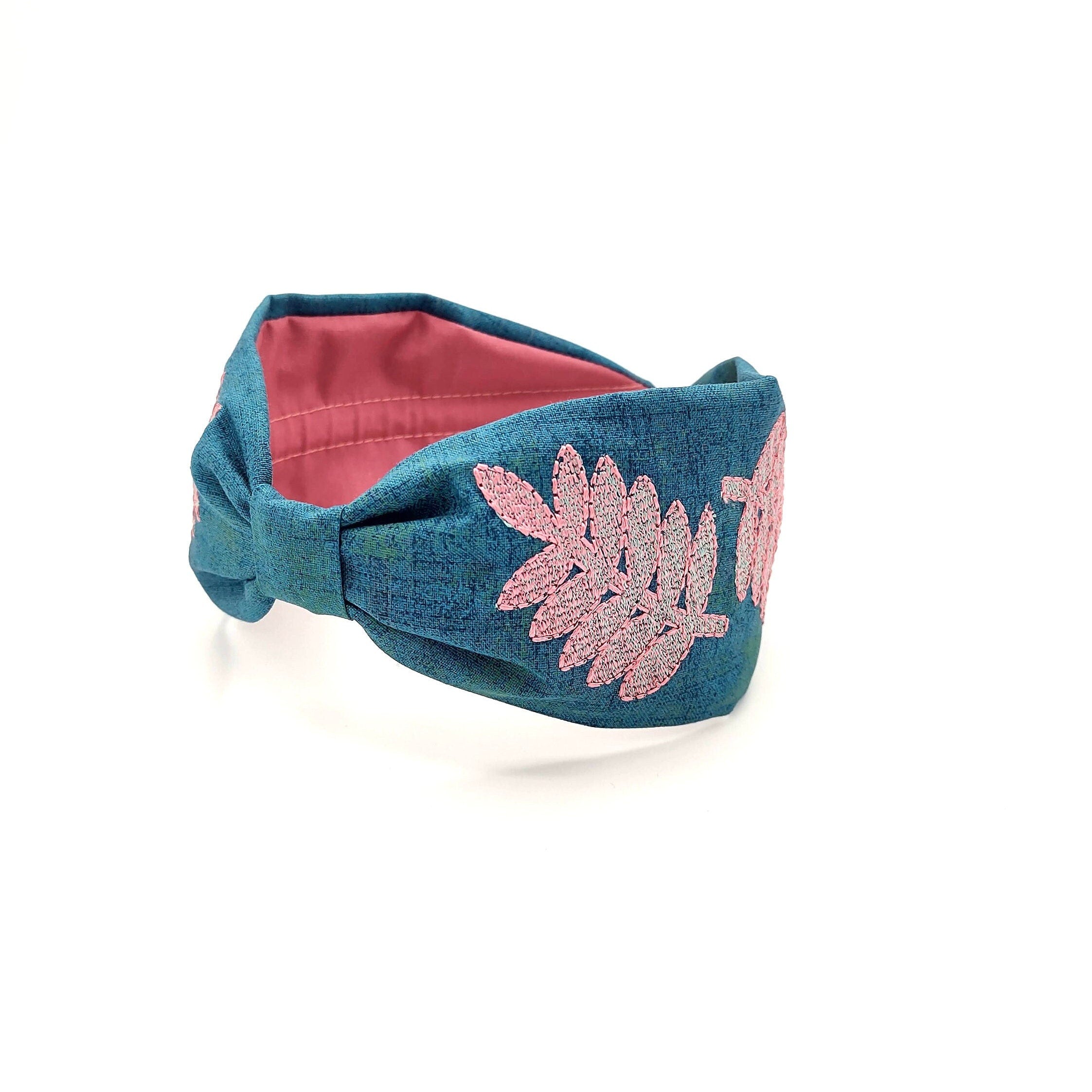 Headband, Embroidered Headband, Embroidered Red Headband, Modern Headband, Boho Headband, Aqua Headband, Luxury Headband, Party Headband