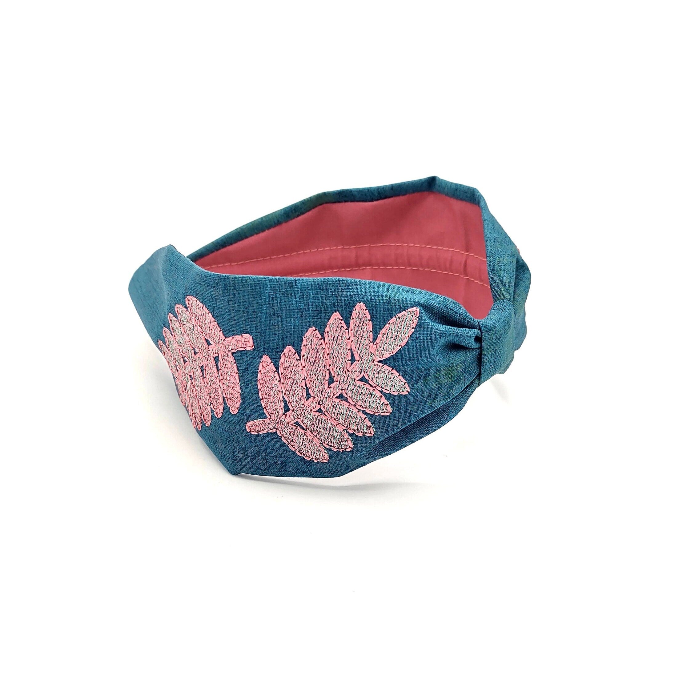 Headband, Embroidered Headband, Embroidered Red Headband, Modern Headband, Boho Headband, Aqua Headband, Luxury Headband, Party Headband
