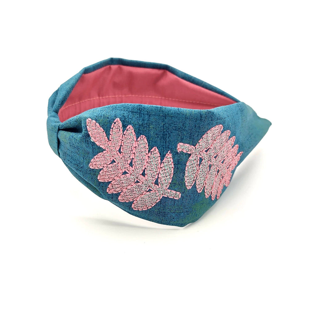 Headband, Embroidered Headband, Embroidered Red Headband, Modern Headband, Boho Headband, Aqua Headband, Luxury Headband, Party Headband