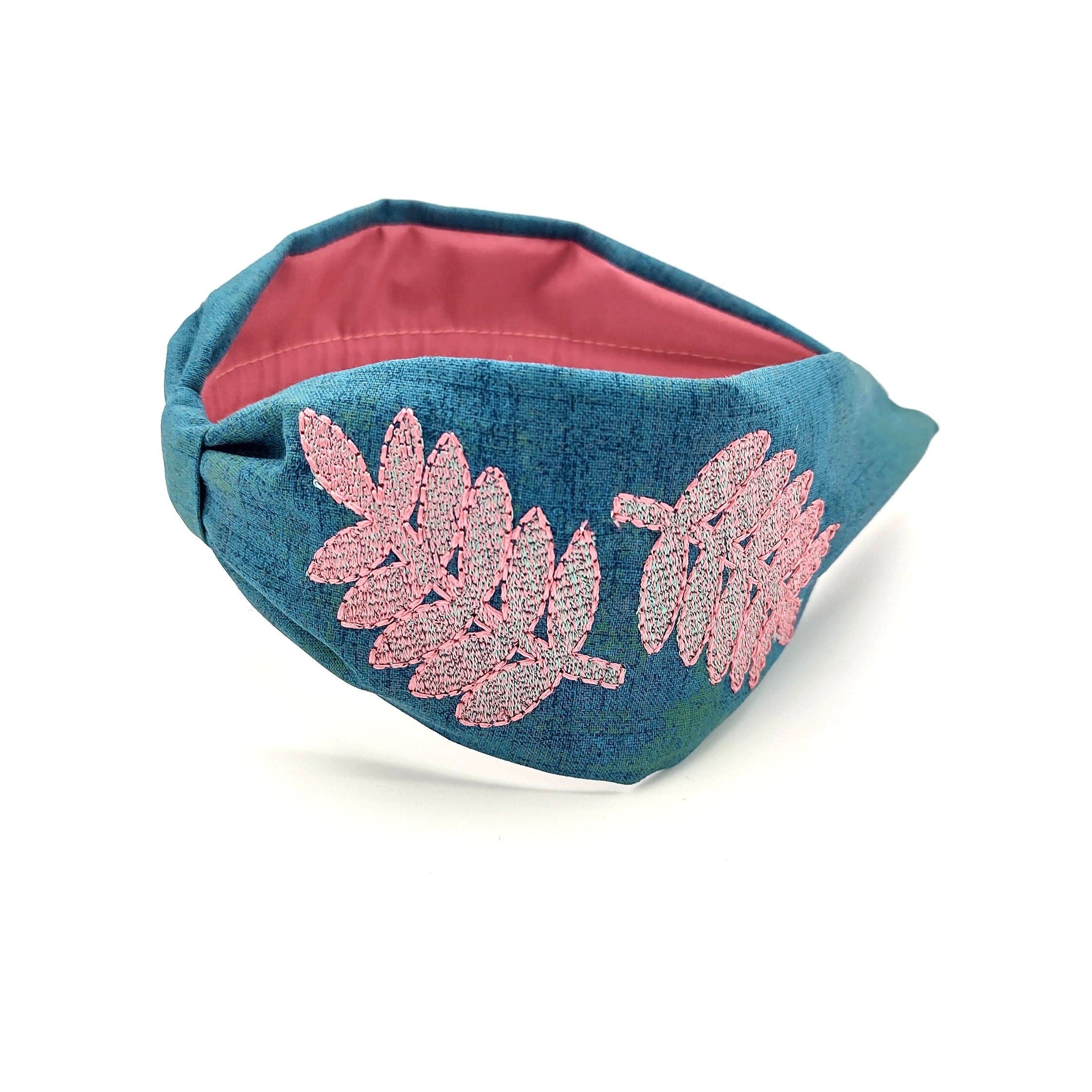 Headband, Embroidered Headband, Embroidered Red Headband, Modern Headband, Boho Headband, Aqua Headband, Luxury Headband, Party Headband