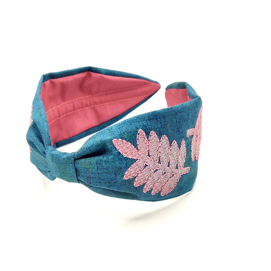 Headband, Embroidered Headband, Embroidered Red Headband, Modern Headband, Boho Headband, Aqua Headband, Luxury Headband, Party Headband
