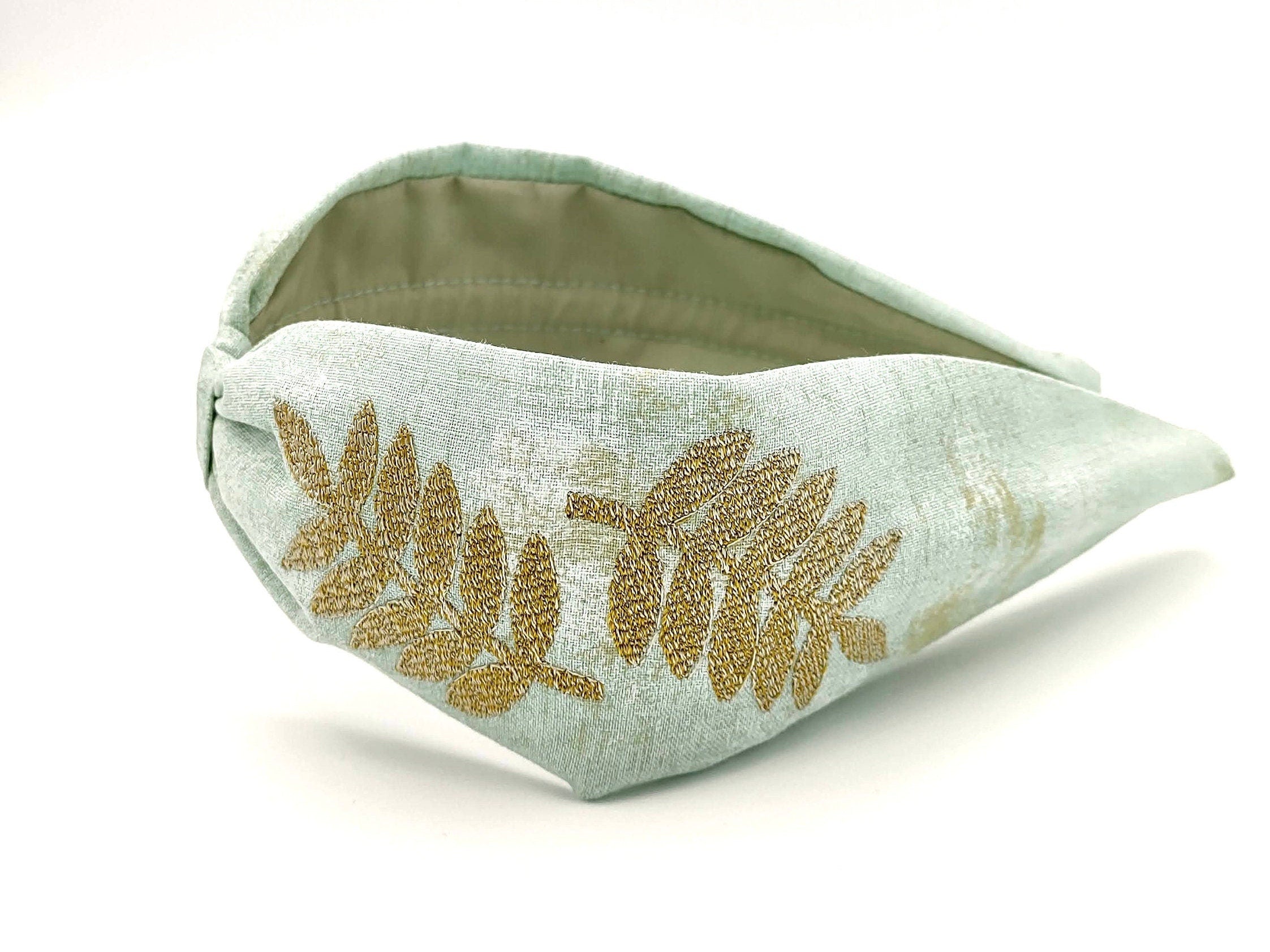Headband, Embroidered Headband, Embroidered Green Headband, Modern Headband, Boho Headband, Green