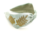Headband, Embroidered Headband, Embroidered Green Headband, Modern Headband, Boho Headband, Green