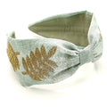 Headband, Embroidered Headband, Embroidered Green Headband, Modern Headband, Boho Headband, Green