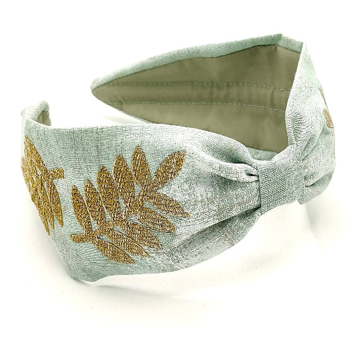 Headband, Embroidered Headband, Embroidered Green Headband, Modern Headband, Boho Headband, Green