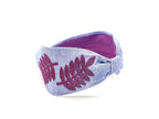 Headband, Embroidered Headband, Embroidered Purple Headband, Modern Headband, Boho Headband, Purple Headband, Embroidered Leaves