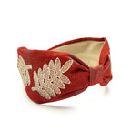Headband, Embroidered Headband, Embroidered Red Headband, Modern Headband, Boho Headband, Red Headband, Luxury Headband, Wedding Headband