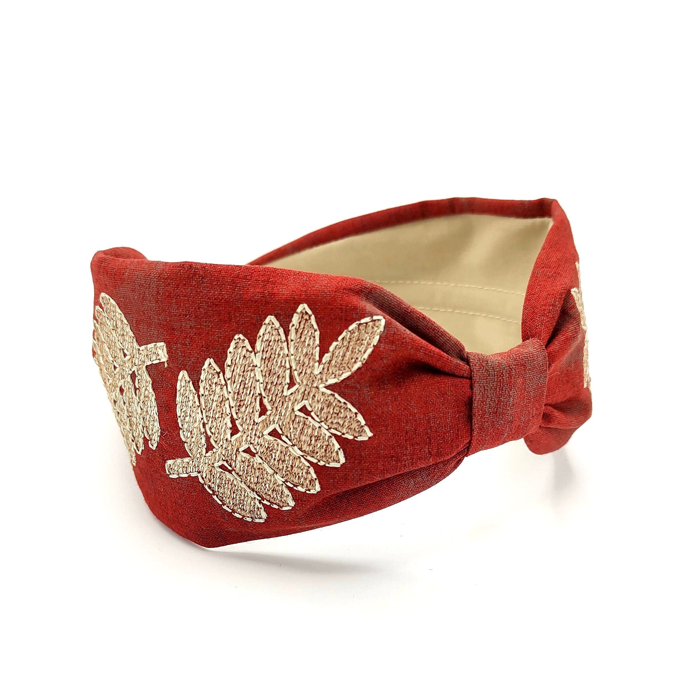 Headband, Embroidered Headband, Embroidered Red Headband, Modern Headband, Boho Headband, Red Headband, Luxury Headband, Wedding Headband