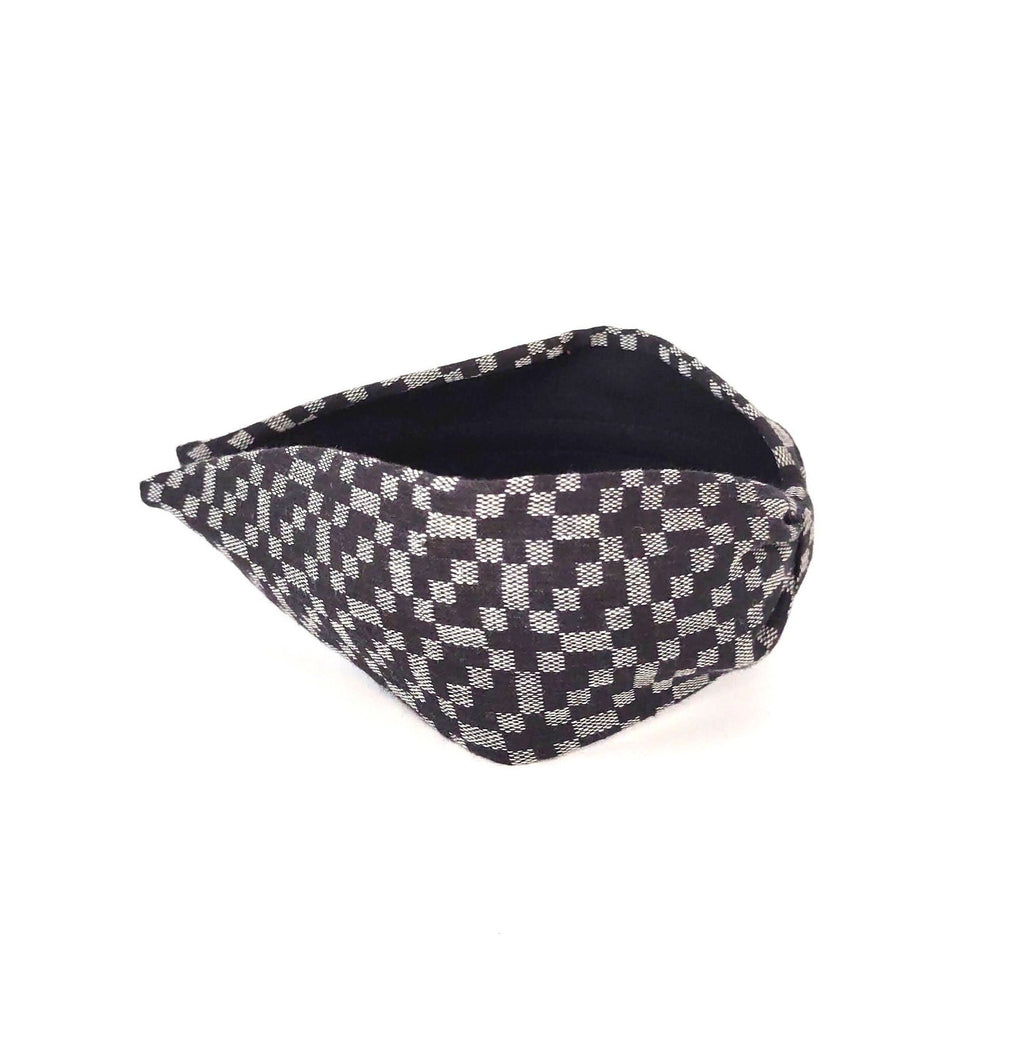 Headband, Handcrafted Headband, Modern Headband, Diadema, Diadem, Bohemian, Wide Style, Woven Cotton, Black and Gray