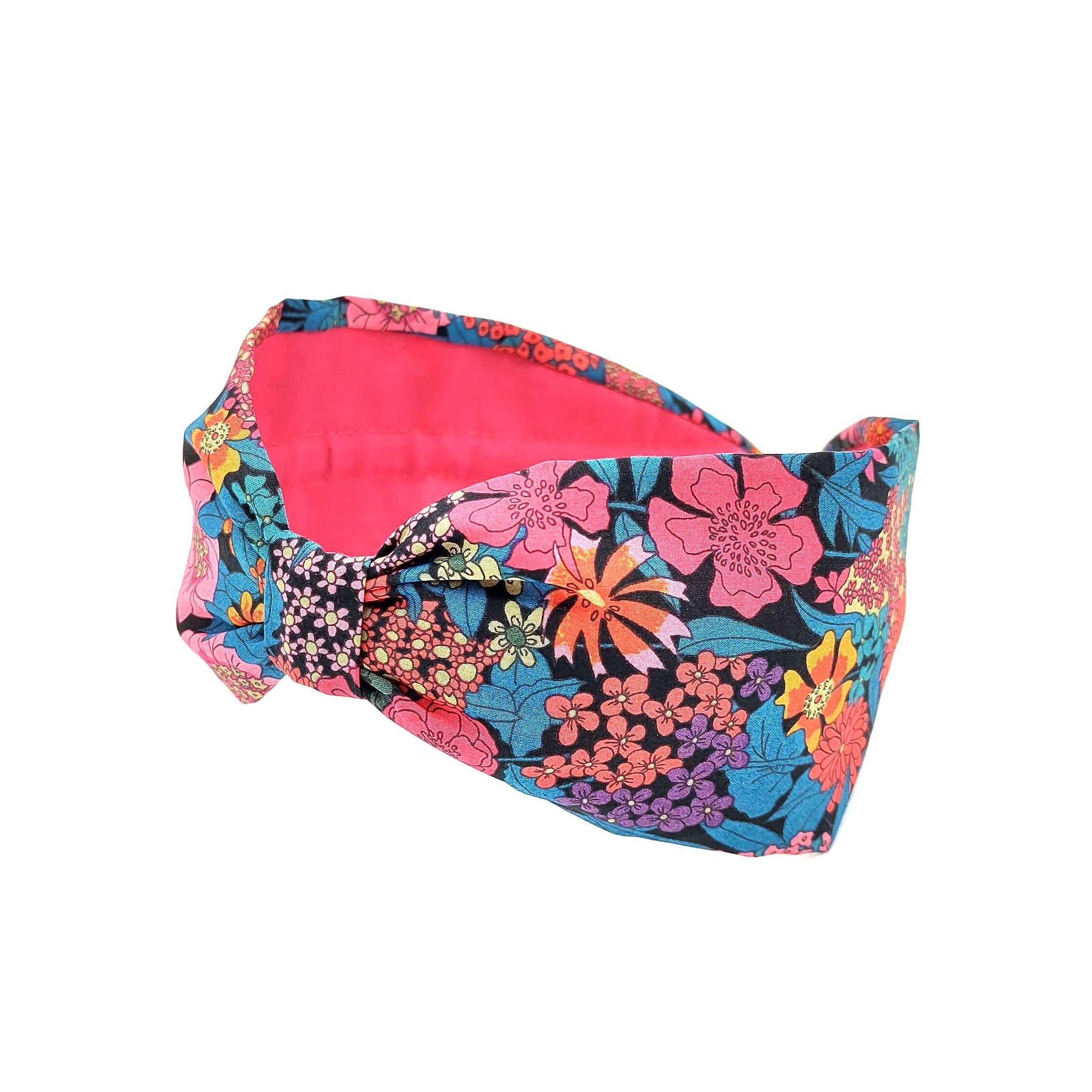 Liberty London Fabric Headband, Boho Headband, Modern Headband, Wide Style Headband, Floral Headband, Handcrafted Headband, Magenta
