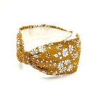 Liberty London Fabric Headband, Boho Headband, Modern Headband, Wide Style Headband, Floral Headband, Mustard Yellow Headband