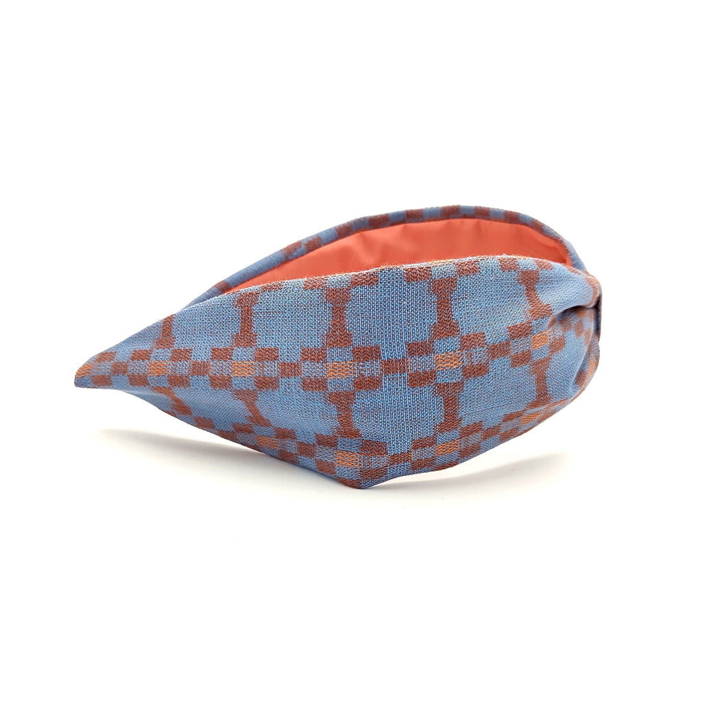 Headband, Wide Headband, Modern Headband, Diadema, Diadem, Bohemian, Wide Style, Woven Cotton, Blue and Peach