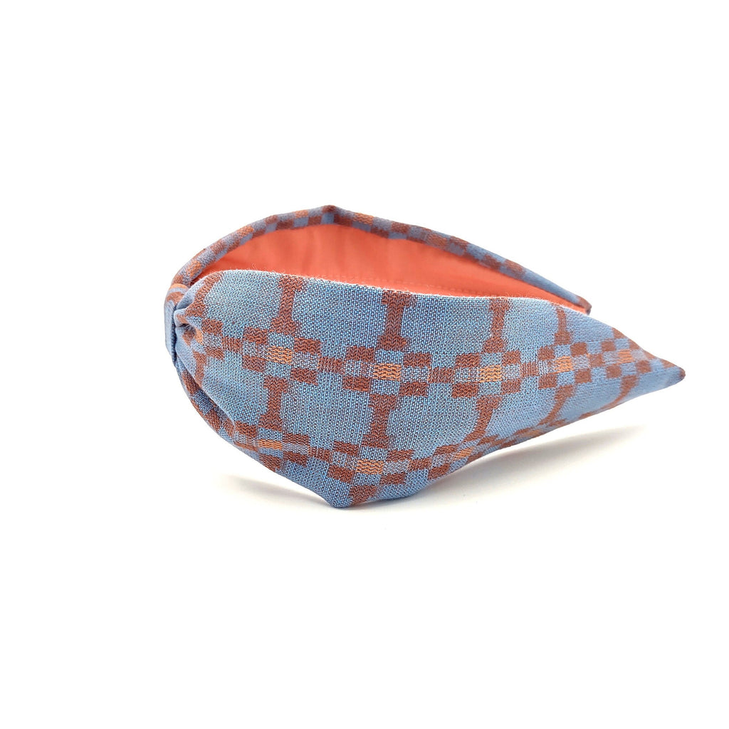 Headband, Wide Headband, Modern Headband, Diadema, Diadem, Bohemian, Wide Style, Woven Cotton, Blue and Peach