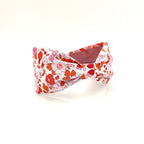 Liberty London Fabric Headband, Boho Headband, Wide Style Modern Headband, Floral Headband, Handcrafted Headband, Floral Red and Pink