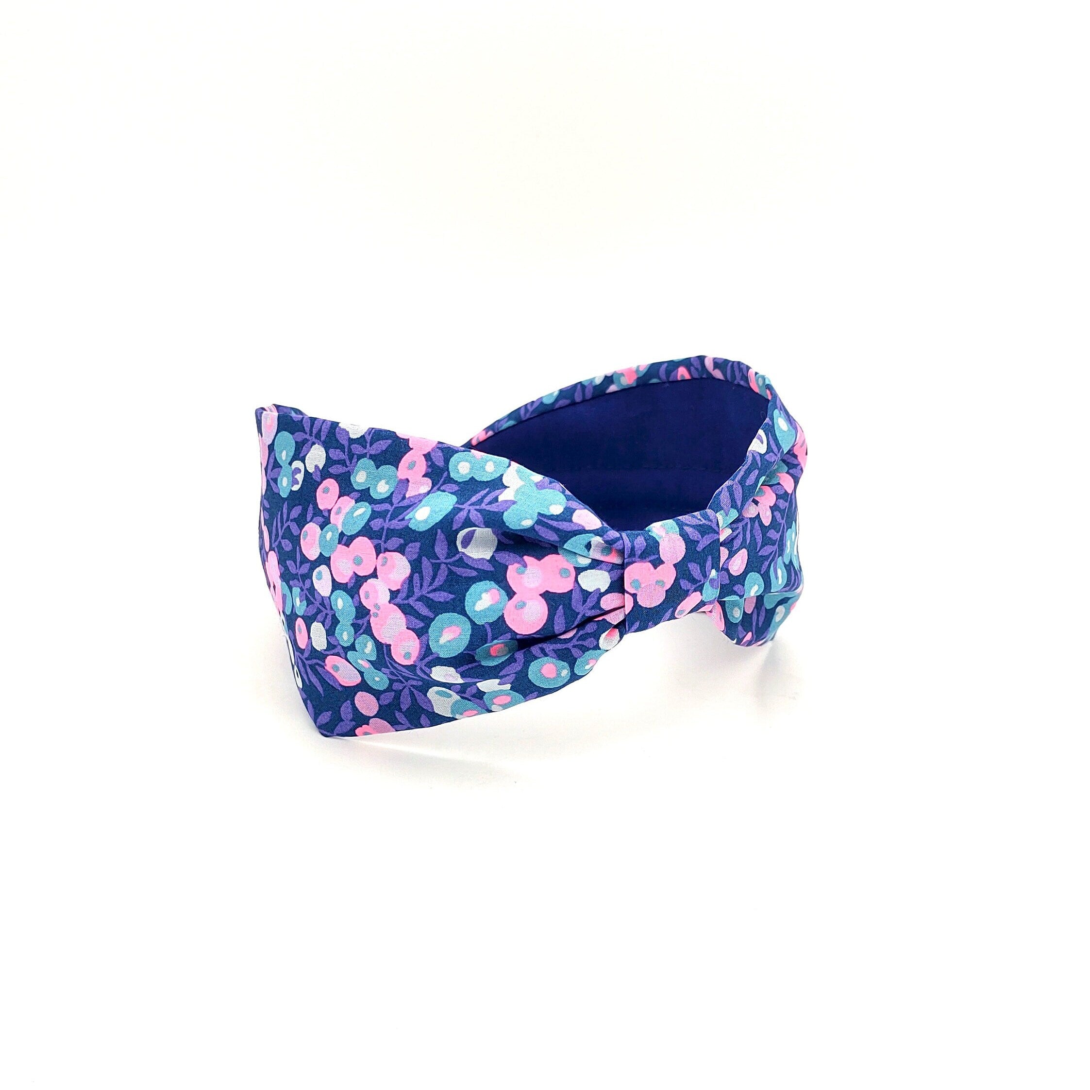 Liberty London Fabric Headband, Boho Headband, Wide Style Modern Headband, Floral Headband, Handcrafted Headband, Floral Purple and Pink