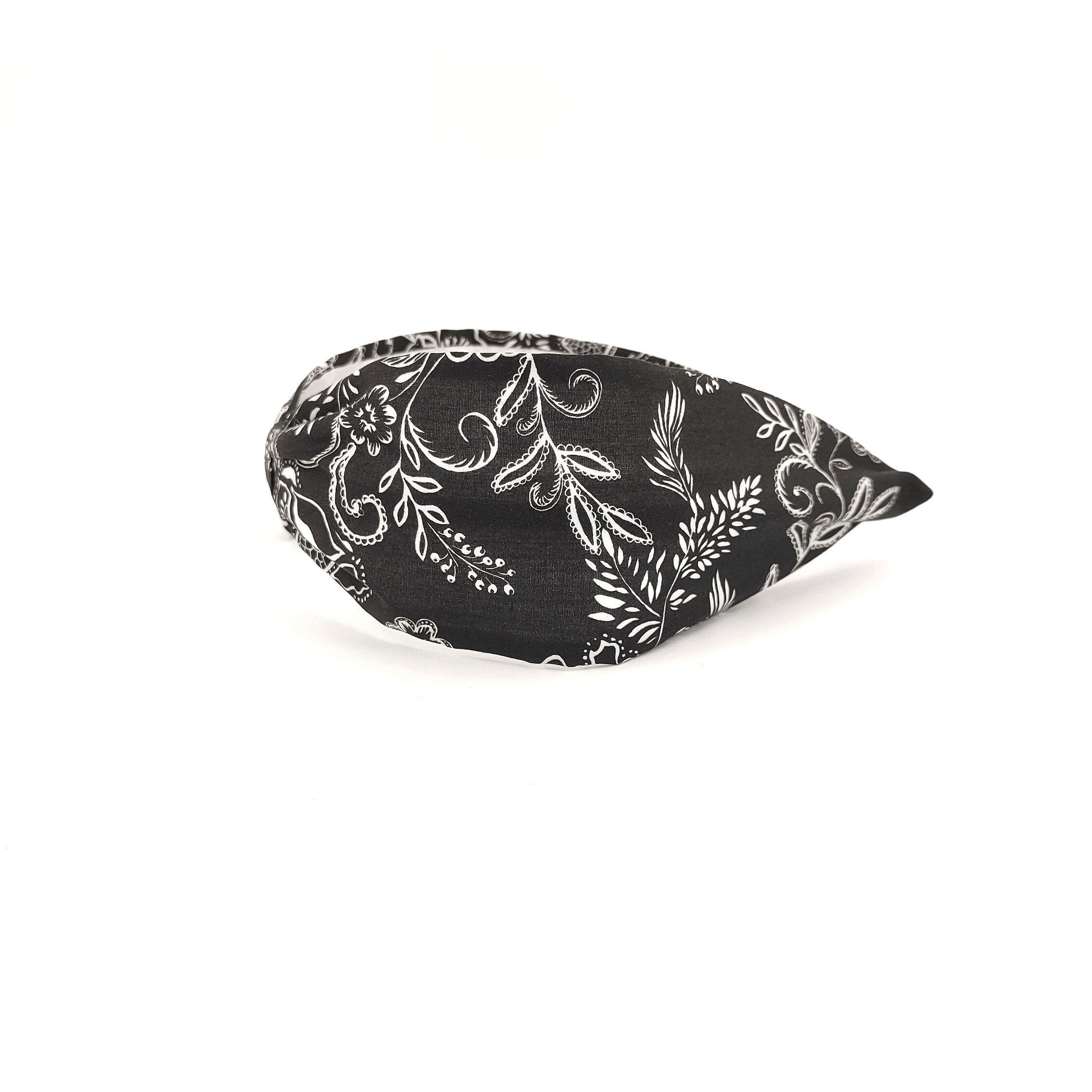 Liberty London Fabric Headband, Boho Headband, Wide Style Modern Headband, Floral Headband, Handcrafted Headband, Black
