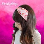 Liberty London Fabric Headband, Boho Headband, Wide Style Modern Headband, Floral Headband, Handcrafted Headband, Floral Red and Pink