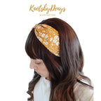 Liberty London Fabric Headband, Boho Headband, Modern Headband, Wide Style Headband, Floral Headband, Mustard Yellow Headband